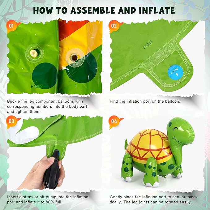 Green Turtle Balloon, 26 Inch Large Walking Tortoise Foil Balloon, Green Balloons for Turtles Birthday Party Pet Themed Party St. Patrick's Day Decoration