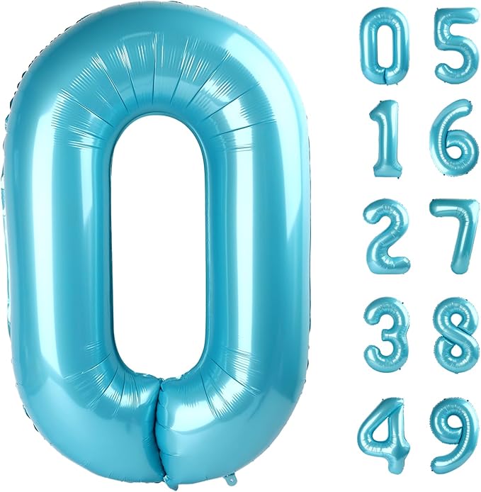 Pearl Blue 0 Number Balloon, Pearl Blue 40 Inch 0 Number Balloons, 0 Decorations for 10 20 30 40 50 60 70 80 90 100Birthday, Foil Giant Birthday Graduations Anniversary Party Balloons