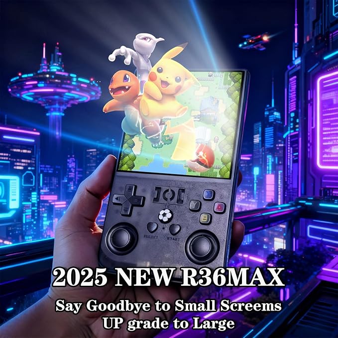Retro Game Console R36MAX Handheld Game Console with 64GB Preloaded Games, Save/Load Function, 4.0" HD IPS Screen, Portable Emulator Console for Family, Adults & Nostalgic Players (Blue R36MAX 4.0")