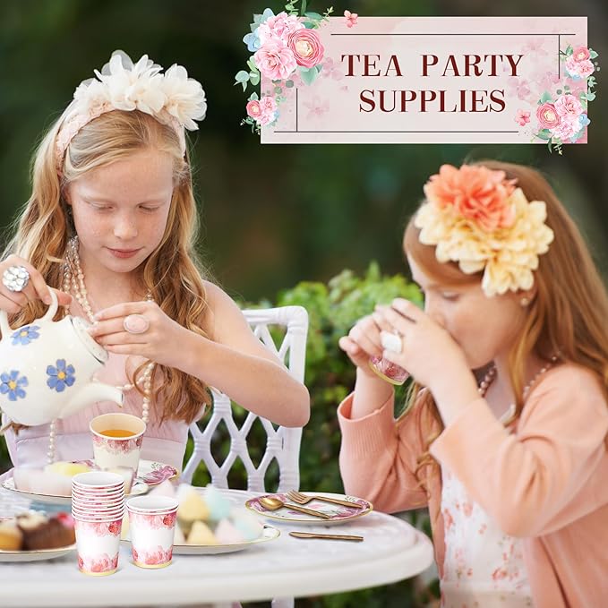 350 Pcs Tea Party Supplies Spring Summer Sage Green Sunflower Party Tableware Set Disposable Plates Napkins Paper Cups Plastic Cutlery Set For Birthday Bridal Baby Shower Serves 50(Floral)