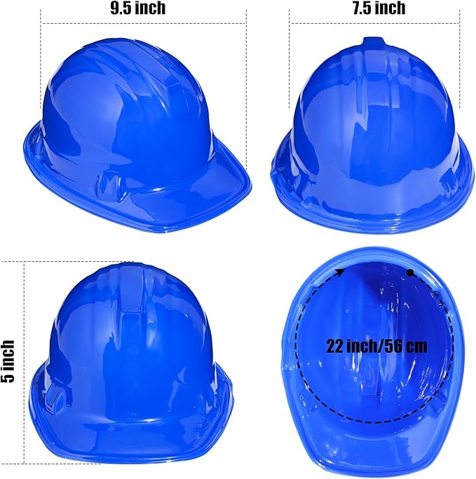 Sumind 48 Packs Construction Party Hats Kids Plastic Worker Helmet Bulk Toy for 3-8 Years Children Dress up Party Supplies(Blue)