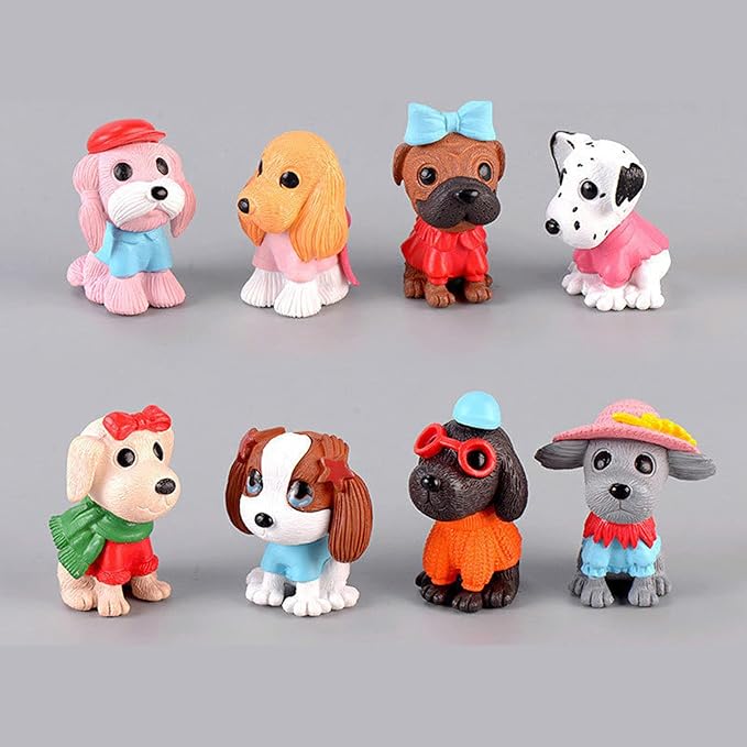 Morofme 8pcs Dog Cake Topper Puppy Cake Decorations Puppy Cupcake Topper Mini Doggie Figurines Toy Doggie Decor Pet Theme Cupcake for Kids Birthday Baby Shower Animal Theme Party Supplies