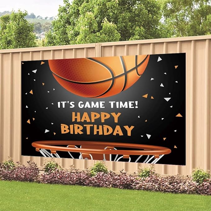 Basketball Happy Birthday Backdrop Decorations Basketball Happy Birthday Banner Photo Background for Home Indoor Outdoor Party Decorations Supplies 70.8 x 47.2 Inch