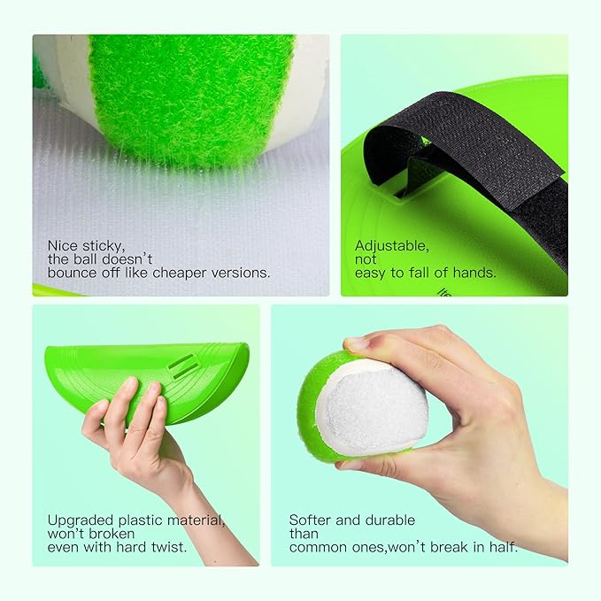 EVERICH TOY Upgraded Toss and Catch Ball Game Set, Kids Toy Stocking Stuffers for Boys Girls Ages 3-12, Includes 2 Paddles 2 Sticky Balls, Water-Resistant Indoor Outdoor Toy for Beach Pool Yard