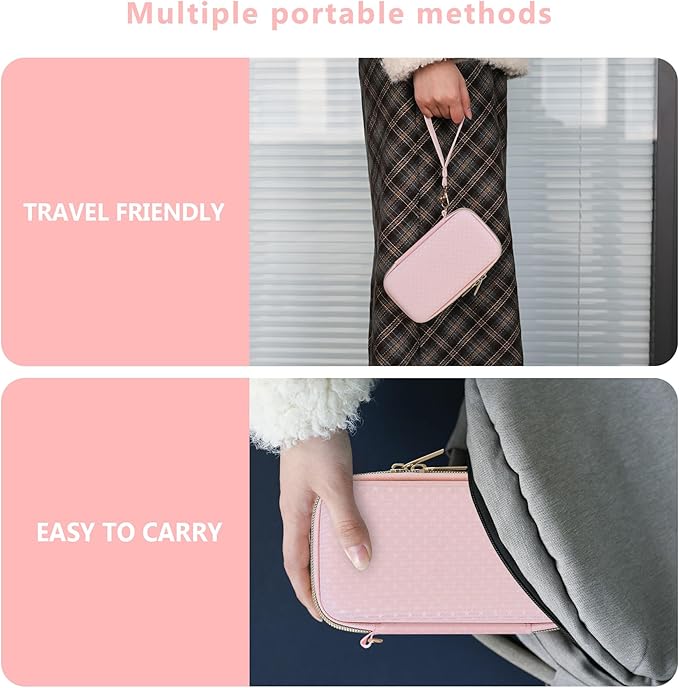 Supmay Carrying Case Compatible with CCTU / TEBIYOU Kids Handheld Games Preloaded 218 Retro Video Games, Portable Gaming Electronic Toys Storage Holder Travel Bag with Mesh Pocket for USB Cable, Pink