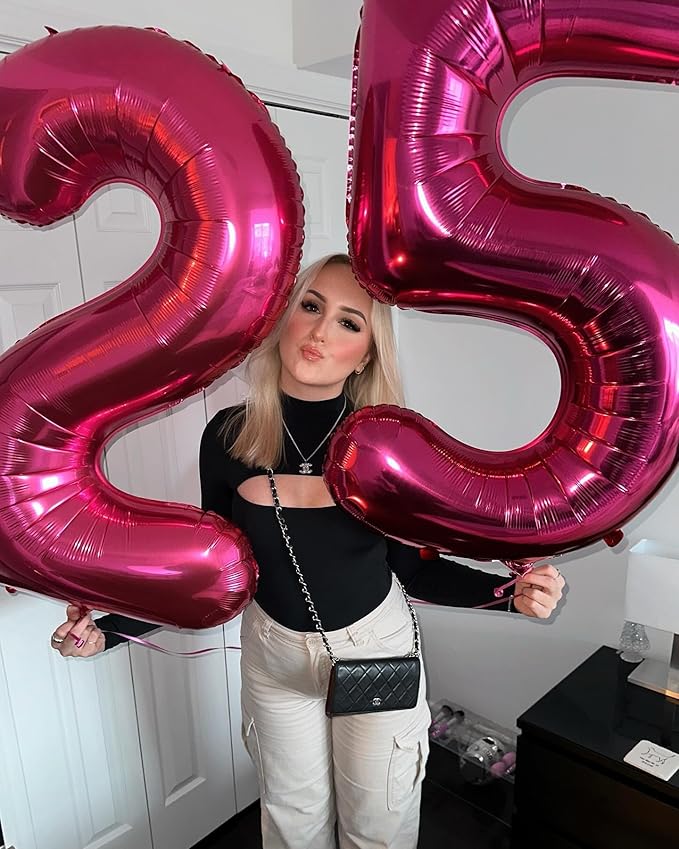 Hot Pink 5 Balloon, Number Balloons 40 Inch, 5th Birthday Balloon Decorations, Hot Pink Party Supplies, 5 Number Balloons, Number 5 Balloon
