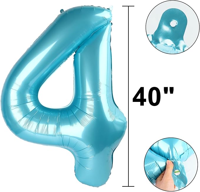 40 Inch Light Blue Number 14 Digital Balloon,Jumbo Mylar Foil Helium Balloon for 14 Balloons for Birthday Party,Wedding Anniversary Party Decorations