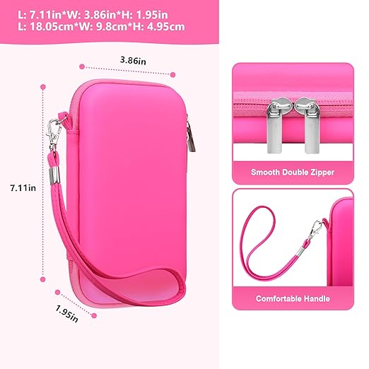 Supmay Carrying Case Compatible with WELLST·G/ for GuaiyeyeAP Handheld Game for Kids -Preloaded 220 Retro Video Games, Portable Gaming Player Storage Holder Travel Bag with Mesh Pocket, Rose red