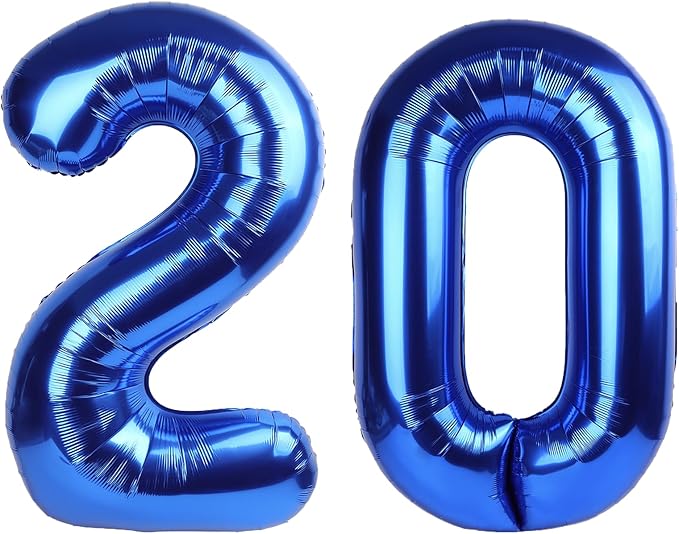 40 Inch Navy blue Number 20 Digital Balloon,Jumbo Mylar Foil Helium Balloon for 20 Balloons for Birthday Party,Wedding Anniversary Party Decorations