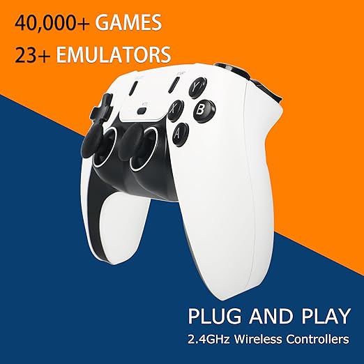 Youngwants Plug & Play Video Game Console with 40000+ Games, Retro Game Console with 23+ Emulators Classic Games, Dual Controllers Birthday Gifts for Boys & Girls，4K HDMI TV Games
