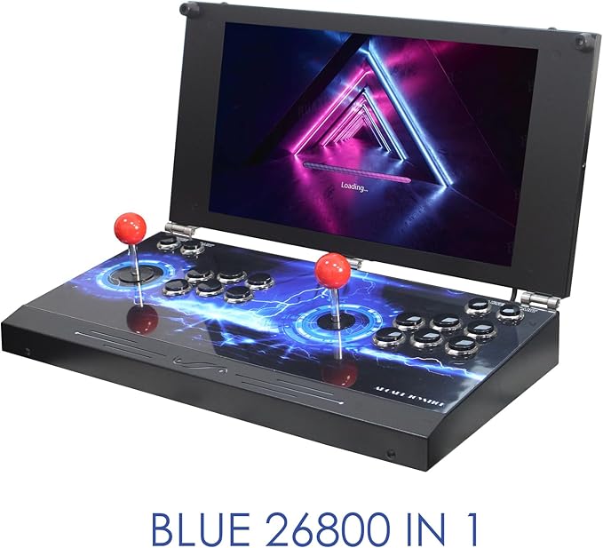Portable 30000 in 1 Metal Box 3D Arcade Game Console, Folding Notebook 19 inch Screen Retro Electronic Game Console, with Search/Hide/Pause Functions