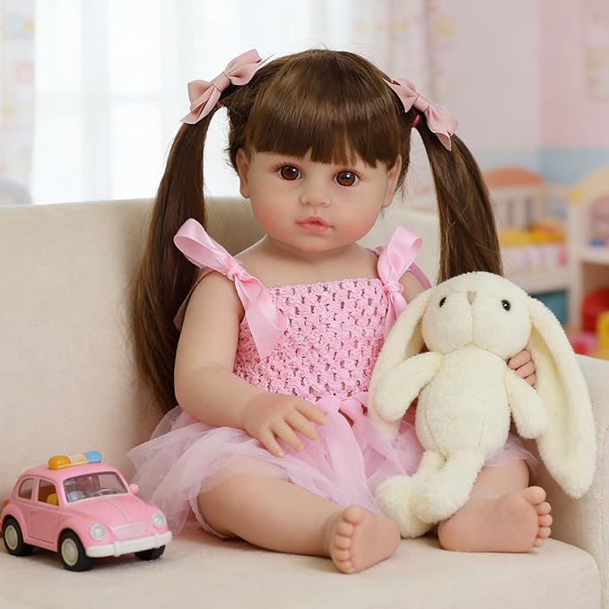 SCOM Lifelike Reborn Dolls Girl -20 Inch Realistic Baby Doll Newborn Baby Dolls，Lifelike Baby Doll Silicone Toddler Clothes Gift Set for Age 3+