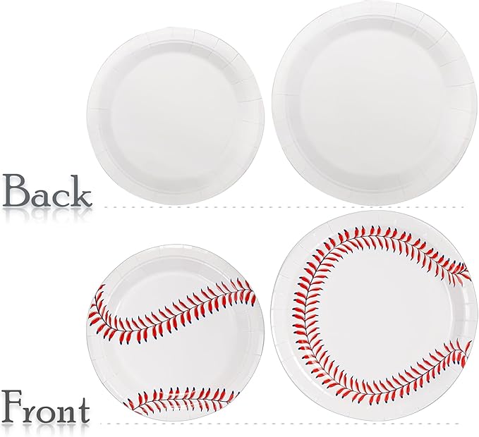 Kingrol 100 Pack Baseball Plates, 9" and 7" Baseball Themed Party Supplies Birthday Decor, Disposable Paper Plates, Round Food Serving Tray for Kids Serves