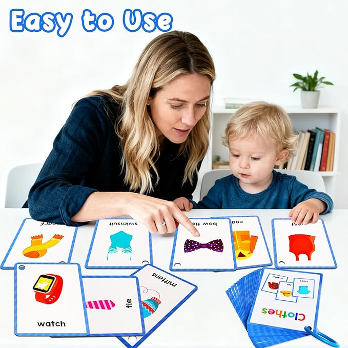 Learning Flashcards Clothes, 28 Different Clothes Educational Cards, Social Learning Card for Kids