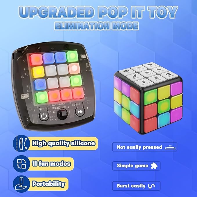 5-in-1 Electronic Brain Teasers & Memory Cube Game for Kids – Handheld Puzzle Toy with 5 Fun Games, Perfect Travel & Birthday Gift for Boys & Girls Ages 6-12+