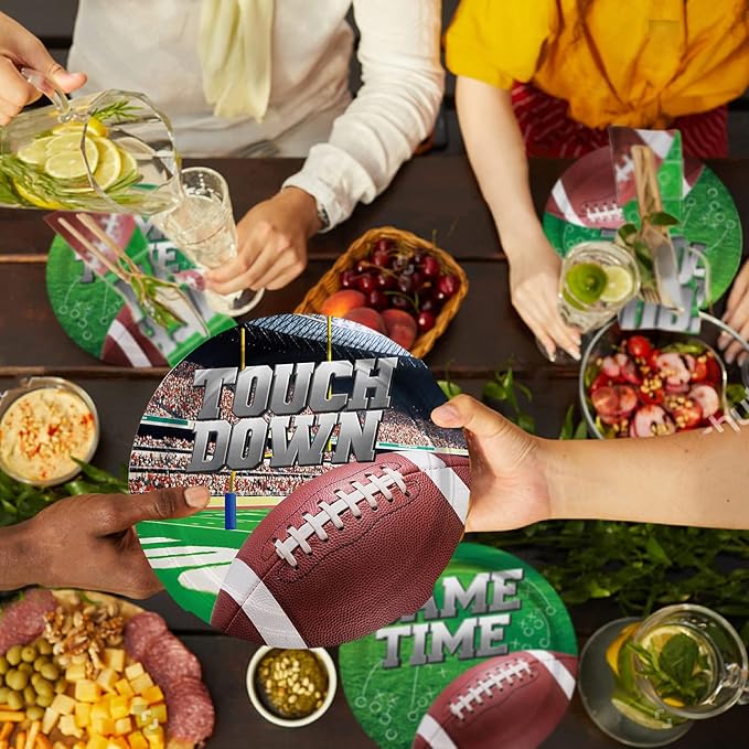Football Party Supplies Kit Serve 50, Includes Dinner Plates, Dessert Plates, Napkins,Football Birthday Party Football Game Day Tailgate Party Decorations