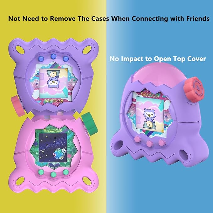 Silicone Case for Tamagotchi Paradise with Button Cap, Protective Cover with Screen Protector and Lanyard for Tamagotchi Paradise Pet Accessories (Purple)