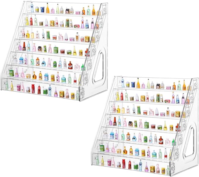 2 Pack 7 Layers Mini Brand Organizer Acrylic Display Rack for Mini Brands Collector Toys of Mini Brand Display Large Capacity Desktop for Small Miniature Collectibles,Mini Brand Not Included