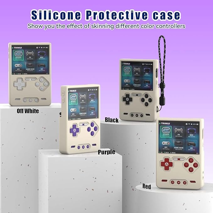 Silicone Case for Trimui Brick Retro Handheld Game Console, Soft Skin Cover for Trimui Brick Accessories, Anti-Scratch Washable TrimuiBrick with Lanyard (OffWhite)