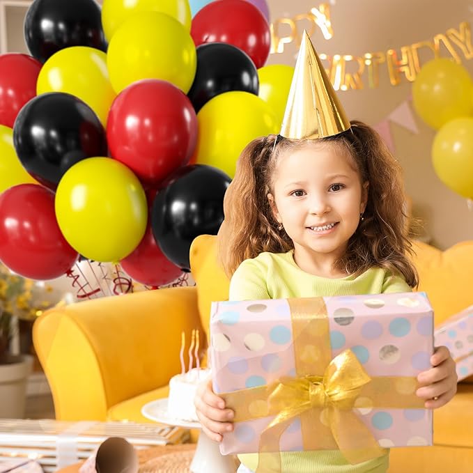 Red Black Yellow Balloon, Black with Printed Balloons, 50pcs 12inch Cartoon Game Balloons for Boys Girls Cartoon Theme Party Decorations Birthday Balloons Baby Shower Party Supplies