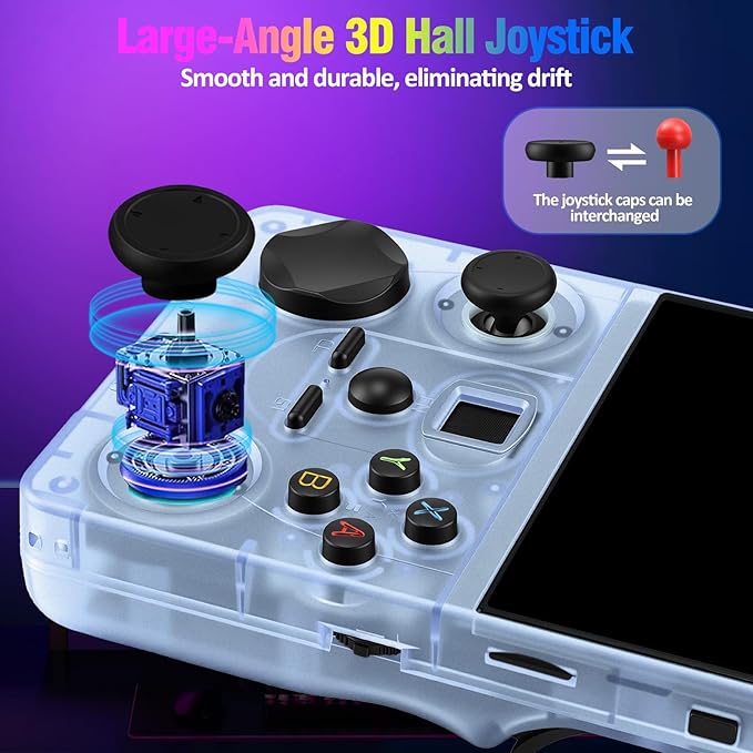 Retro Handheld Game Console, DC35V Retro Gaming Console 3.5’’IPS Screen Open Source Linux System Built-in 20000+Classic Games, 20+Emulators, Portable Video Gaming Console with 4000mAh Battery (Blue)