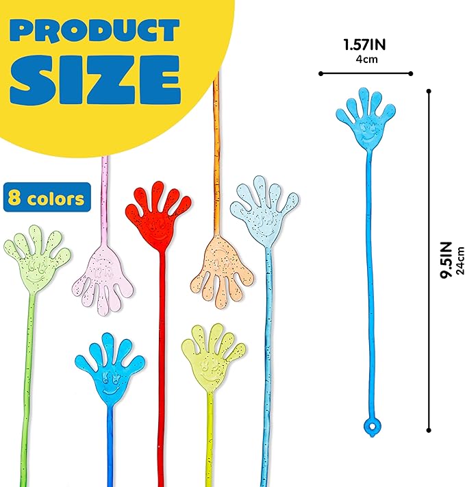 JOYIN 120Pcs Glitter Sticky Hands Party Favors, Easter Egg Fillers Party Favors Set for Kids, Holiday Traditions, Classroom Treasure Box Carnival Prizes Bulk Pinata Stuff Mini Toys, goodie bags
