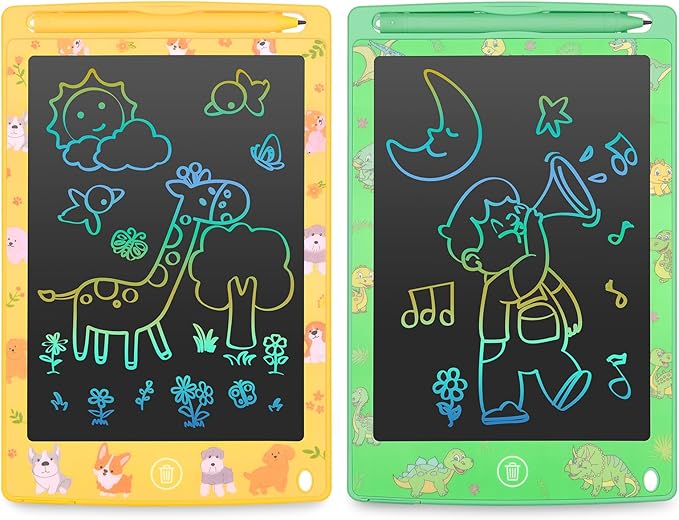 LCD Writing Tablet 8.5 Inch 2 Pack Colorful Screen Electronic Writing Drawing Pads Doodle Board for Kids Boys Girls