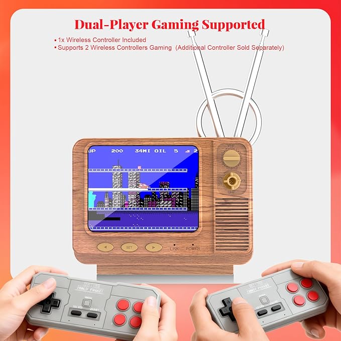 Retro Game Console - 42 JALECO + 168 Classic Games, 2.4G Wireless 2-Player, 3.0 Inch IPS Screen, TF Card Expansion, Great for Kids