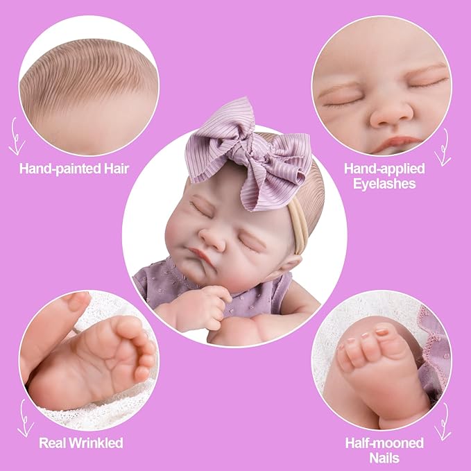 Aori Lifelike Reborn Baby Girl Dolls - Realistic 20-Inch Newborn Doll with Poseable Limbs and Feeding Kit, Weighted Real Life Reborn Baby Doll Gift Set for Seniors, Collectors and Kids 3+