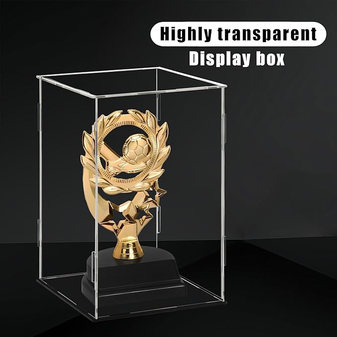 20 x 10 x 25cm Acrylic Clear Display Case Perspex Box Display Cabinets for Collectables, Assemble Countertop Dustproof Protection Showcase for Toys Models Action Figures