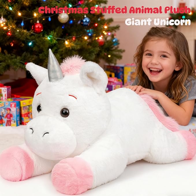 Unicorn Stuffed Animal, Giant 32" Stuffed Plush,Large Soft Plush Unicorn Toy Birthday Holiday Party Gifts for Kids Girls