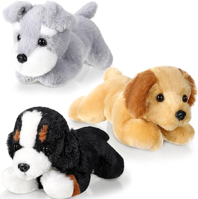 Skylety 3 Pcs 7.87 Inches Dog Stuffed Animal Plush Dogs Soft Plush Toy Pillow Fluffy Puppy Set for Puppy Birthday Party Favor Home Decor(Mountain Dog, Schnauzer, Labrador)