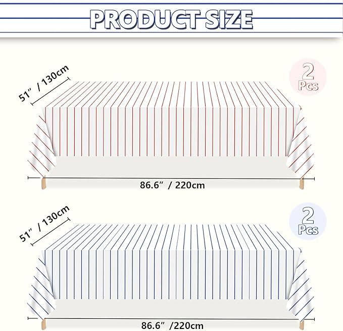 4 Pcs Disposable Baseball Tablecloths, Waterproof Plastic Stripe Table Covers for Baseball Birthday Decorations, 51 x 86 inches