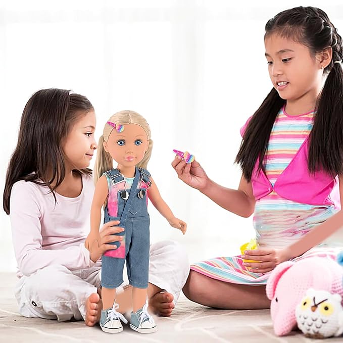 Ecore Fun 18 Inch Girl Doll Playset with 8 Pcs Accessories - Clothes, Shoes, Bag & Hairpin - 18" Dolls Set Perfect for Girls and Kids (with Doll)