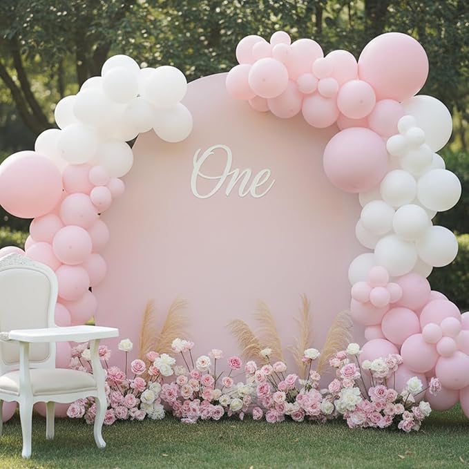 RUBFAC Pale Pink Balloons 129pcs Different Sizes Pack of 18 12 10 5 Inch, Latex Light Baby Pastel Pink Balloon Garland Arch Kit for Baby Shower Engagement Bachelorette Wedding Birthday Party