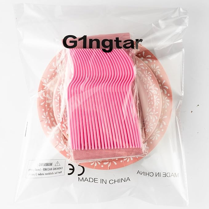 96Pcs Pink Platos De Barro Mexicanos Cielito Lindo Terracotta Clay Party Plates Supplies Tableware Decorations Disposable Paper Plates Napkins Forks for Birthday Baby Shower, Serves 24