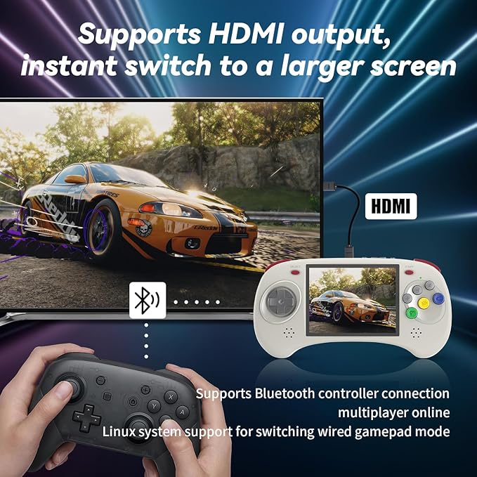 RG ARC-D Dual OS Android 11 and Linux,Retro Handheld Game with 128G TF Card Pre-Installed 4541 Games Supports 5G WiFi 4.2 Bluetooth Online Fighting,Streaming and HDMI