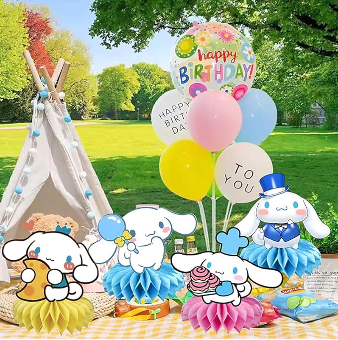 8Pcs Cartoon Dog Honeycomb Table Centerpiece, Kawaii Birthday Party Supplies Table Decorations for Kids Party Decorations