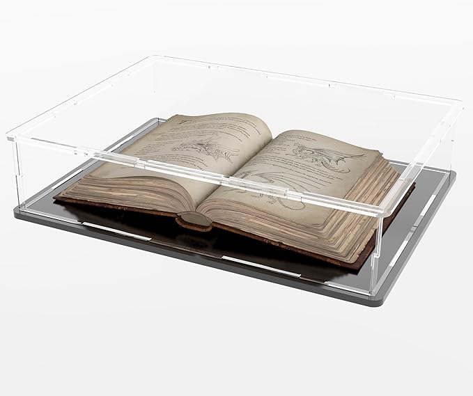 Acrylic Display Case for Large Books, Clear Flat Acrylic Box for Displaying Books, Medals, Stamps, Collectibles and Cards