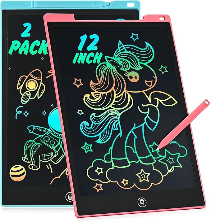 cimetech 2 Pack LCD Writing Tablet for Kids, 12 Inch Toddler Toys for 3-8 Year Old Girls Boys, Doodle Board Drawing Pad Travel Essentials, Educational Toys Birthday Gift for Children