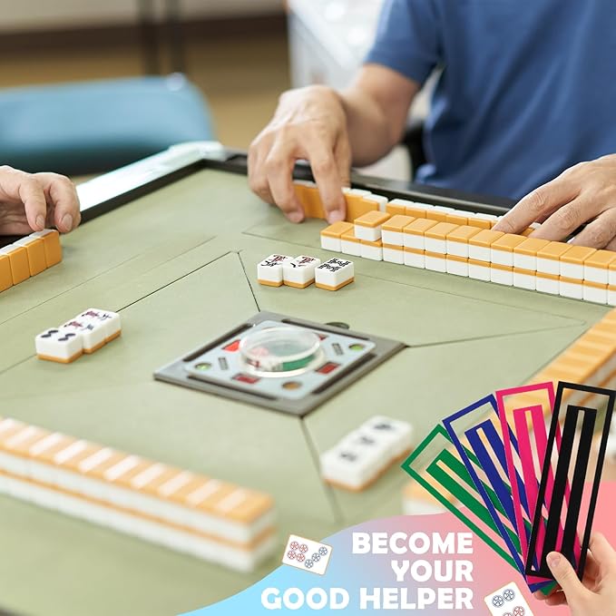 4 Pcs Mahjong Line Reader Clip for Mahjong Card Line Finder Strips Guide Accessories Rules Helper and Gifts for Beginners Players Travel Parties Game Nights (Classic Color)