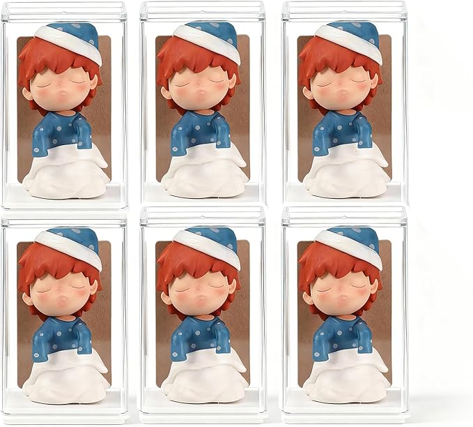 Clear Display Case for Figures, Acrylic Storage Organizers Box, Stackable Dustproof Showcase for Collectibles Action Figure(6Pack, Small)