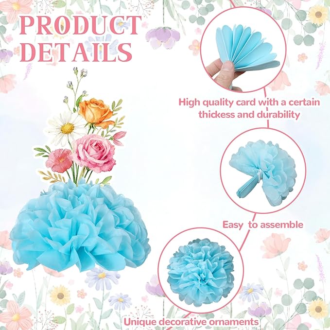 12Pcs Wildflowers Party Honeycomb Centerpieces Wildflower Spring Birthday Party Decorations Table Centerpieces Flower Birthday Paper Centerpieces for Wedding Baby Shower Supplies