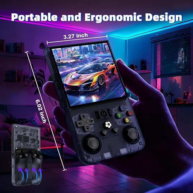 R36MAX Retro Handheld Game Console, Retro Gaming Console with 64G Built-in 18000+ Classic Games, 4.0 Inch 720x720 IPS Screen, Portable Handheld Linux System, 4000mAh Battery (Gary)