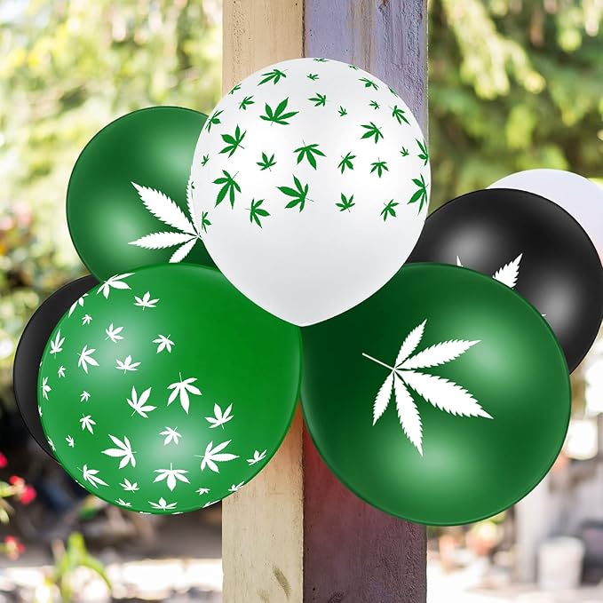 Skylety 48 Pcs Weed Balloons 420 Marijuana Party Decoration Pot Leaf Maple Latex Balloons Weed Themed Decor for 420 Celebration Birthday Party Supply
