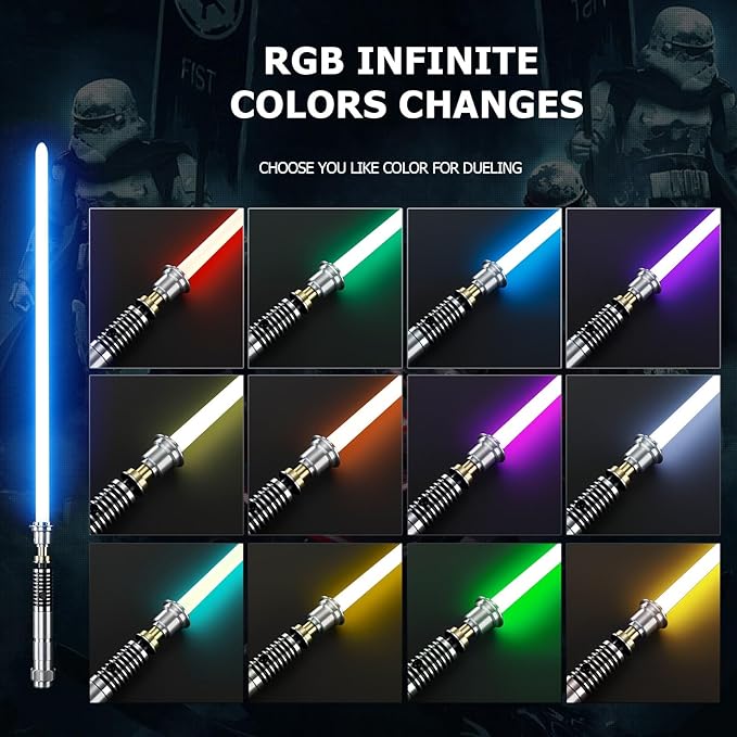 Upgrade App Control LK Dueling Lightsaber, Smooth Swing 16 Sound Effects 3 Light Effects, 16 Colors and Infinite Change Metal Light Saber for Adults (RGB-LK)
