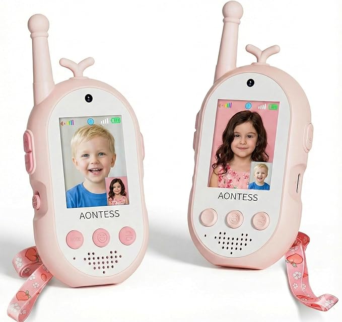 Kids Video Walkie Talkies with Camera: Rechargeable 2 Way Radios with Magic Voice - Electronic Learning Toys for Hide and Seek, Camping, Hiking - Birthday Gifts Boys Girls 3-12
