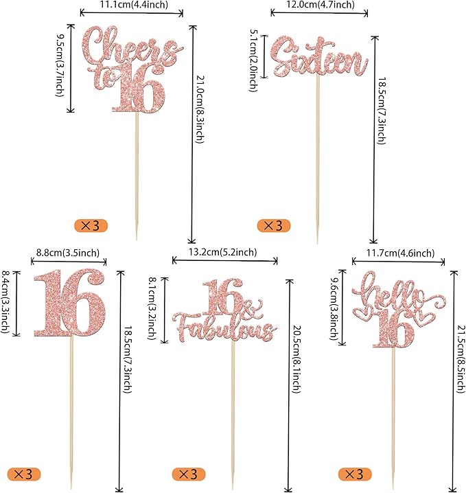 15PCS Happy 16th Birthday Centerpiece Sticks Sixteen Hello 16 Cheers to 16 Table Flower Centerpieces Sticks 16 Fabulous Floral Decorations for Happy 16th Birthday Party Centerpieces Rose Gold