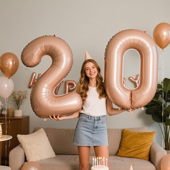 40 Inch Caramel Balloon Number 0 Balloon, Jumbo Mylar Foil Helium Balloon for 10 20 30 40 50 60 70 80 90 100 2025 Birthday Digital Balloons for Birthday Party,Wedding Anniversary Party Decorations
