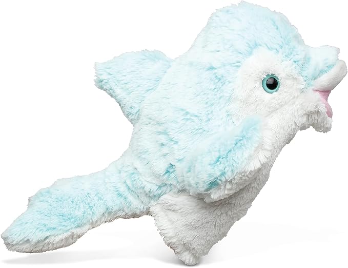 DolliBu Dolphin Plush Hand Puppet for Kids - Soft Plush Stuffed Animal Hand Puppet Toy for Puppet Show Games Puppet Theaters for Kids, Adult Cute Puppets Educational Toy to Teach Children & Toddlers
